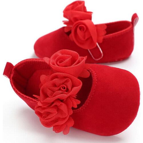 Newborn 0-18M Girls Baby Crib Shoes Three Flower Soft Sole Anti-Slip Prewalker 2019