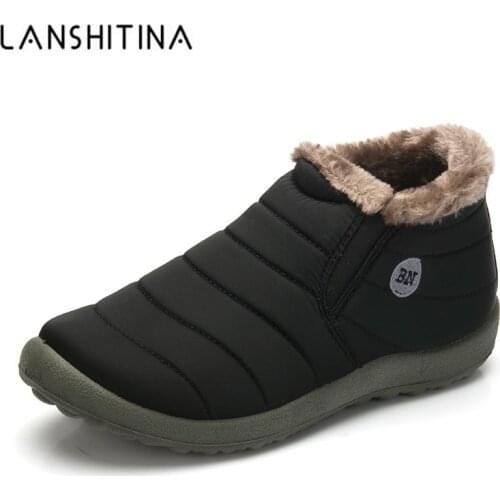 New 2020 Men WARM Winter Shoes Solid Color Fur Snow Boots Plush Inside Antiskid Bottom Keep Warm Waterproof Ski Boots Size 35-48
