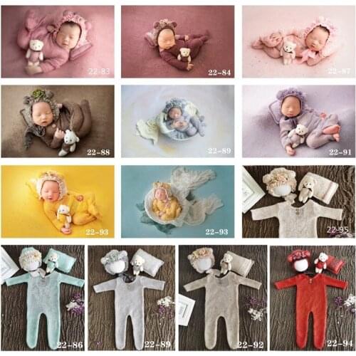 Newborn Baby Photography Props Knit Crochet Romper Hat Doll Pillow Toddler Fotografia Accessory Infant Studio Shoot Photo Cloth