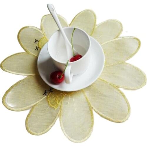 NEW Easter embroidery lace table place mat pad cloth cup coaster coffee tea cartoon placemat mug doily kitchen tableware