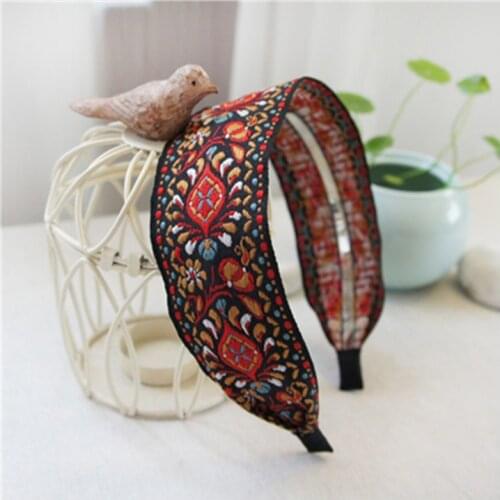 2020 Bohemian Women Embroidered Hairband Hair Head Hoop Simple Sweet Girls Hair Headband Black Red Blue For Women Girls