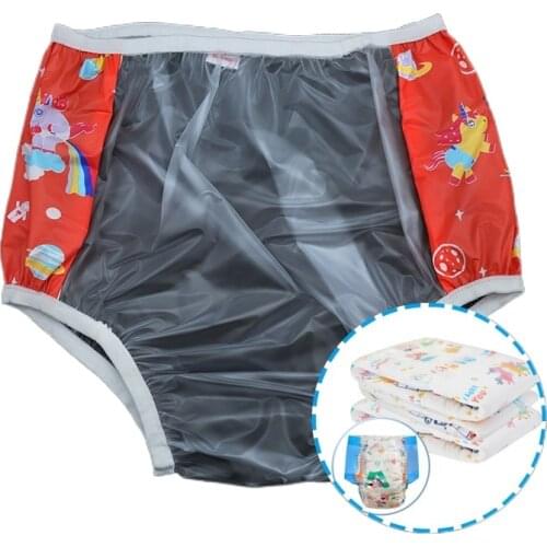 ABDL Adult Incontinence Briefs Plastic PVC Pants Elastic Waterproof reusable diapers baby pants ddlg 3pcs Adult Diapers