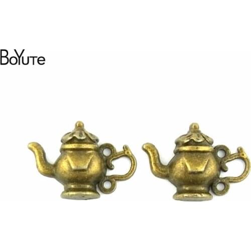 BoYuTe (100 Pieces/Lot) 15*22MM Vintage Style Zinc Alloy Antique Bronze Plated Teapot Pendant Charms for Jewelry Findings