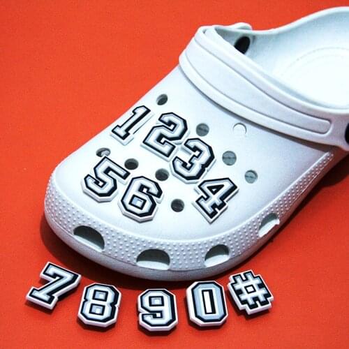 Single Sell 1 Piece Of PVC Shoe Charm Digital Shoe Buckle Decoration For Crocodile Gibbs Kids Party X-Mas Gift