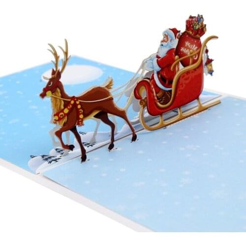 Christmas Decorations 3D Pop up Greeting Card Laser Cutting Postcard Handmade Christmas Gifts