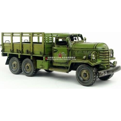 Antique classical military truck model retro vintage wrought metal tinplate car handmade Creative home furnishings