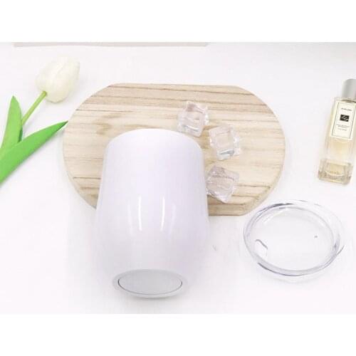 Sublimation Wine Tumblers 12oz DIY Egg Shape Cups Stainless Steel Wine Glasses Thermo Coffee Mug