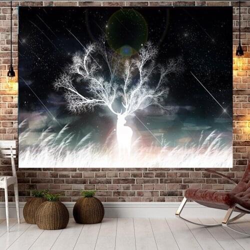 Luminous Deer Wall Tapestry Home Decor Blanket Mandala Wall Hanging Tapestry Psychedelic Pattern Carpet