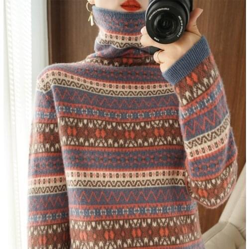 Turtleneck Sweater women 100%Wool Cashmere sweater ladies knit pullover 2021 autumn winter new Pile collar casual sweater Female