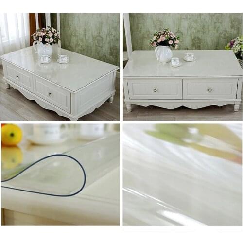 1.5mm Thick Clear PVC Table Covers Plastic Soft Glass Crystal Boards Placemats Transparency PVC Waterproof Oilproof Kitchen Mat