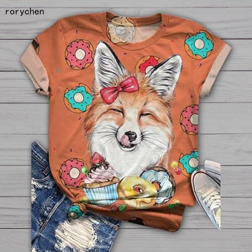 Rorychen t shirt women 2020 new Plus Size Women Short Sleeve 3D Animal Printed O-Neck Tops Tee T-Shirt tops Camiseta Mujer A611