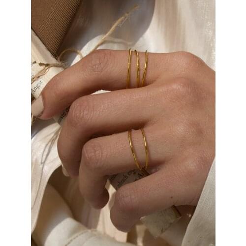 Timeless Wonder Titanium Thin Line Layered Round Rings Women Jewelry Stainless Steel Gothic Boho Classy Designer Ins 3156