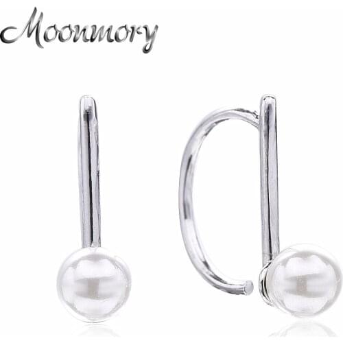 Moonmory Real 925 Sterling Silver Engagement Earrings With White Pearl For Women Fine Jewelry Making Wholesale European Jewelry