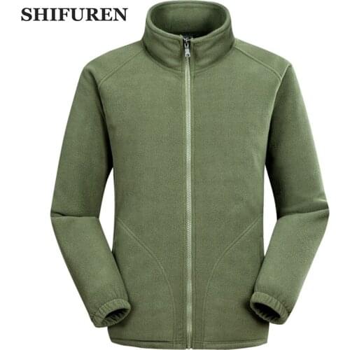 SHIFUREN Winter Warm Fleece Jacket Men Long Sleeve Thermal Polar Fleece Coat Outerwear Causal Male Clothes Full Zip Size M-XXL