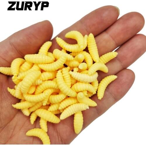 ZURYP 500PCS Soft Fishing Lure worm Maggot Grub Hooks Smell Worms Glow Shrimps Fish Lure Artificial Fishing tackle