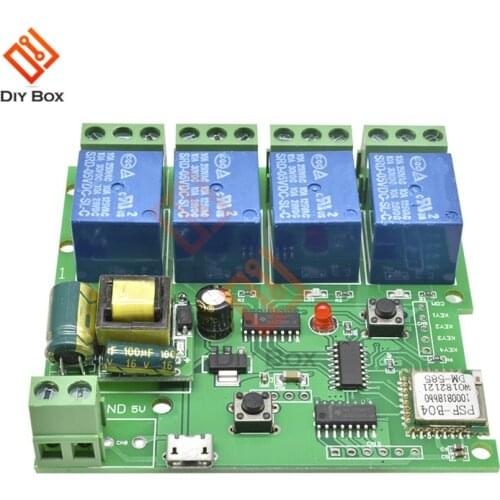 12V 220V Wifi Relay Switch 4 Channel Wireless Wifi Relay Module Remote Control Switch App Control Switch 5-32V for Smart Home