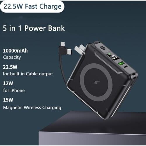 15W Magnetic Qi Wireless Charger For iPhone 12 Series Power Bank 10000mAh with Cable Plug Powerbank for Samsung S20 S9 Poverbank