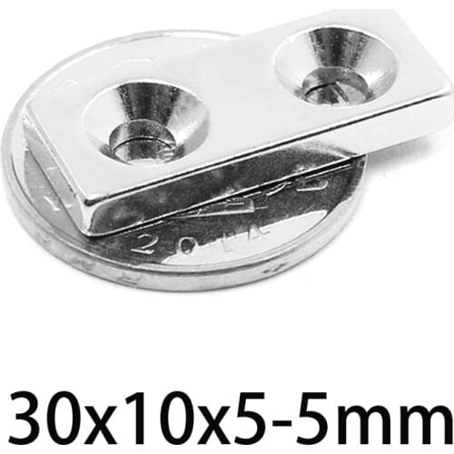 2~30PCS 30x10x5-3 mm Strong Sheet Magnet Hole 3mm Block Neodymium Magnets 30*10*5 mm Search Magnet Rare Earth Magnets 30*10*5-3