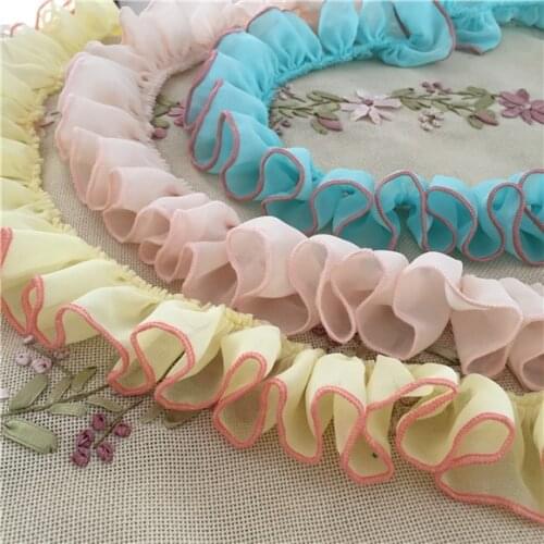 2yards/lot 5cm 3d Chiffon Lace Shoe Garment Chiffon Fold Lace Trims Multi-color X007