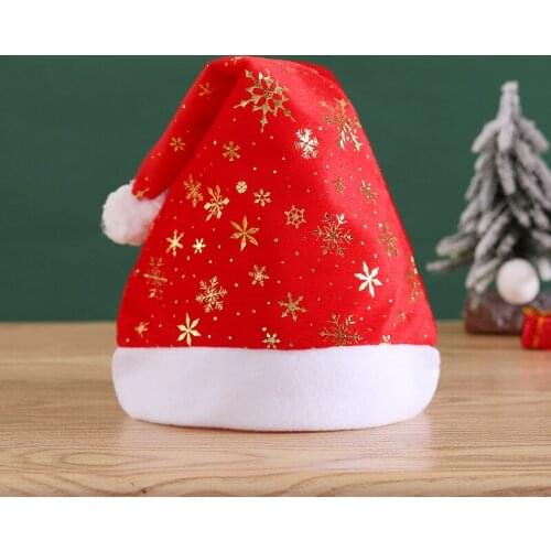 2021 Creative Christmas Hat Gift Ornaments Cartoon Brushed Fabric Adult Christmas Non-woven Fabric Christmas Hat Wholesale