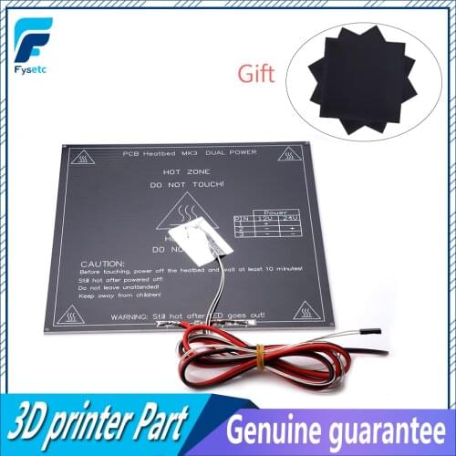 3D Printer PCB MK3 Heatbed +Sticker+ LED + Resistor + Cable + 100K ohm Thermistors Aluminum Heated Bed Diameter Like MK2B