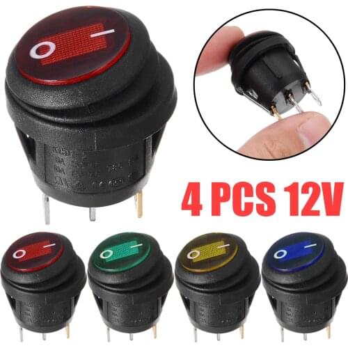 4pcs 22mm Diameter Small Round Boat Rocker Switches Black Mini Round Black White Red 3Pin ON-OFF ON-OFF-ON Rocker Switch
