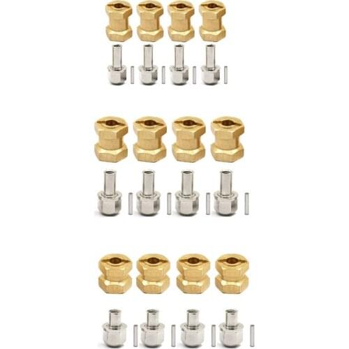 4PCS Brass 12MM Wheel Hex Extended Adapter Extension Combiner Coupler for 1/10 RC Crawler Car Axial SCX10 90046 D90