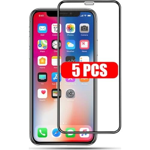 5Pcs Full Cover 9H Tempered Glass Screen Protector For iPhone 11 12 mini Pro X XS Max XR 6 6s 7 8 Plus SE 2020 Clear Film
