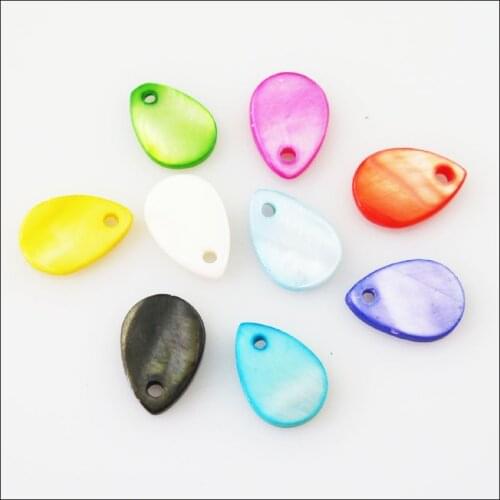 50 New Charms Natural Shell Loose Teardrop Flat Pendants 9x13mm Mixed