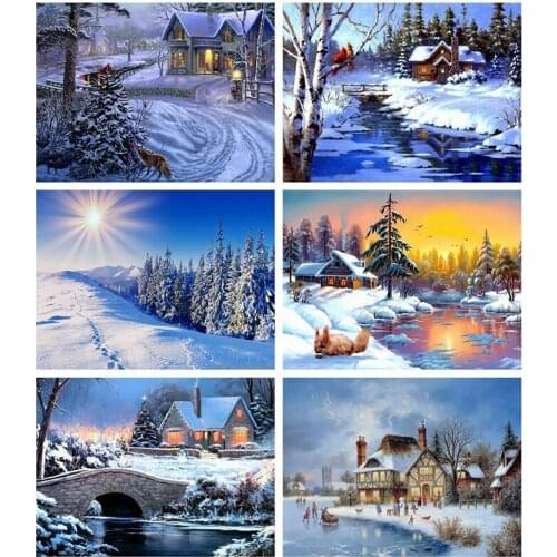 5D DIY Diamond Painting Landscape Picture of Rhinestones Handmade Full Diamond Embroidery Cross Stitch 4 Seasons Scenery