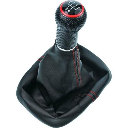 Car Shift knob 5/6 Speed Red Frame Gear Shift Knob Lever Gaiter Boot For Volkswagen VW Golf 2 3 4 Cabrio Polo 6N1 6N2 Passat 35i
