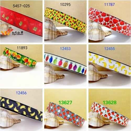 Free shipping 50 yard fruit printed grosgrain ribbon 13628