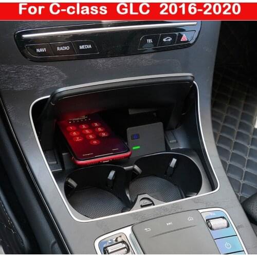 Phone Wireless Charger For Mercedes Benz C-class GLC 2016-2020 Car Central Console Storage Box Charging Holder 10W
