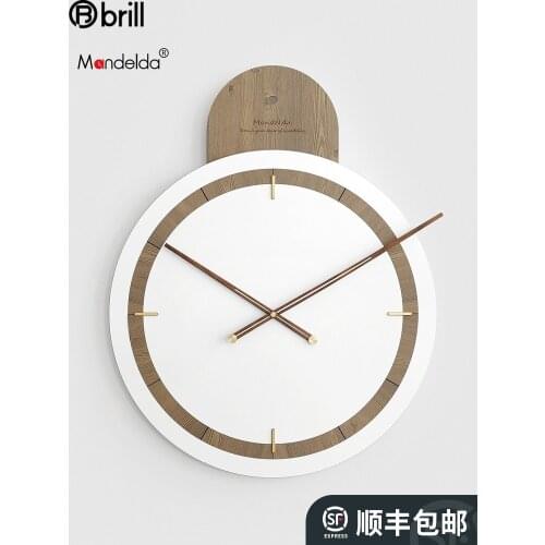 Large Nordic Wall Clock Walnut Wood Wall Art Decor Living Room Europe Creative Special Wall Watches Home Decor Farmhouse Decor