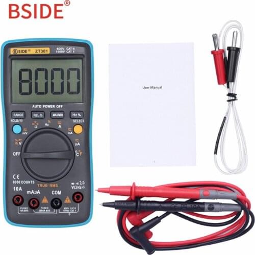 BSIDE ZT301 Digital True RMS Auto Range 8000 Counts Multimeter AC DC Current Voltage Resistance Capacitance Frequency Meter