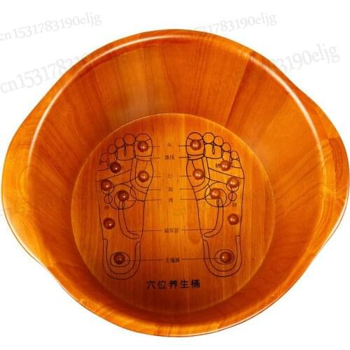 Household foot bath barrel barrel foot massage with solid wood health acupuncture point foot bath barrel foot bath tub foot bath