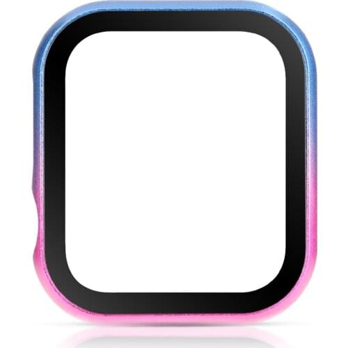 Case for Apple Watch 44/40mm 42/38mm Gradient Metal Frame+Glass Film Cover Protector Bumper for iWatch Series 6/SE/5/4/3/2 Shell