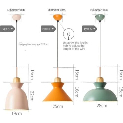 Macaron wood Pendant Lights metal fashion creative restaurant bedroom living room Minimalism design lampshade lamps E27