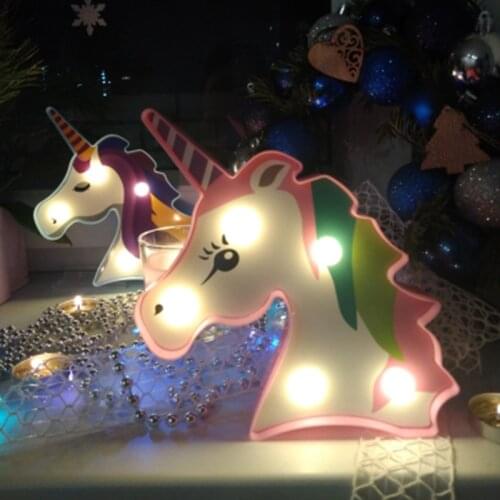 Unicorn party decoration 3D unicorn Flamingo Alpaca LED light Bedroom Bedside home Decoration Kids birthday party baby shower