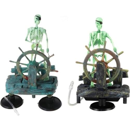 Action-Aquarium Ornament Skeleton Pirate Captain Fish Tank Decoration Landscape
