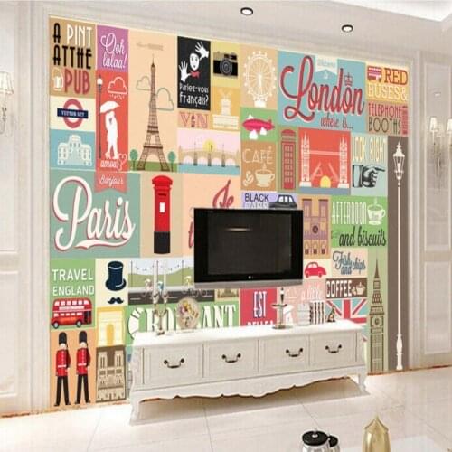 Photo wallpaper European American architecture stamps mural restaurant bedroom wallpaper retro art background wall mural