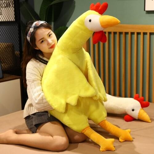 Giant 50-135cm Fluffy Cock Plush Toys Sleeping Pillow Cute Animal Stuffed Swan Chicken Dolls Floor Mat Kids Girls Birthday Gift