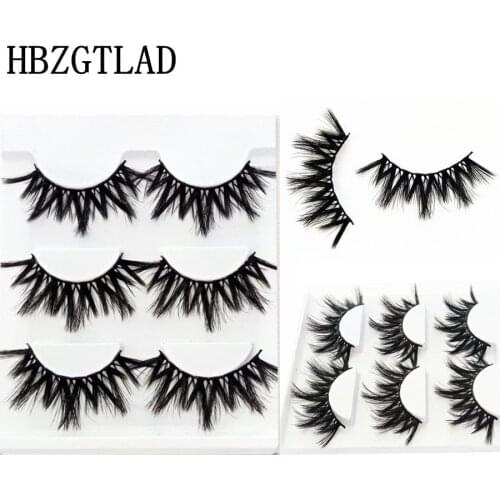 HBZGTLAD NEW 3 Pairs 25mm Lashes 3D Faux Mink Hair False Eyelashes Thick Long Wispy Fluffy Eyelashes Handmade Eye Makeup Tools