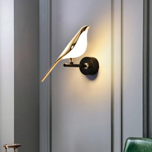 Modern wall lighting living room art decoration golden luxury TV background designer bedroom bedside 110V acrylic bird wall lamp