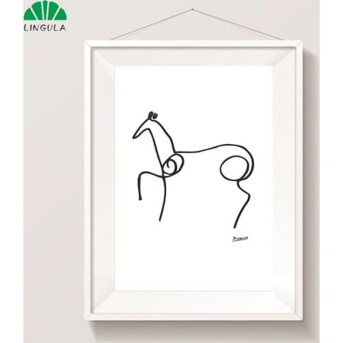 Picasso Painting Line Drawing Abstract Wall Art Canvas Print Horse Dog Rooster Poster Graffiti Wall Pictures for Living Room