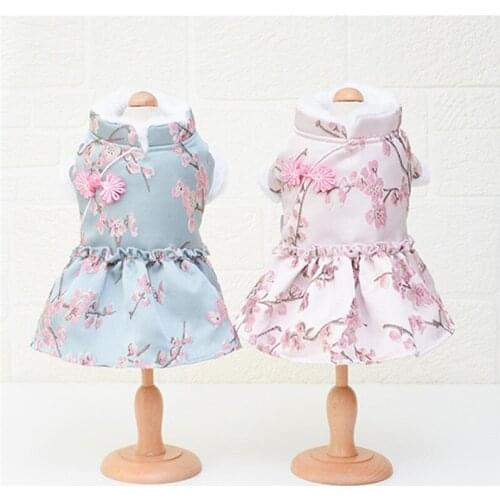 Chinese New Year Dog Clothes Cheongsam Tang Suit Small Dog Costume Yorkie Pomeranian Poodle Dog Dress Winter Pet Outfit Dropship