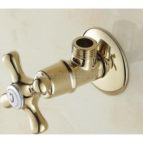 Gold Color Brass 1/2"male x 1/2" male Brass Bathroom Angle Stop Valve Gold Finish Filling Valves Bathroom Wav008