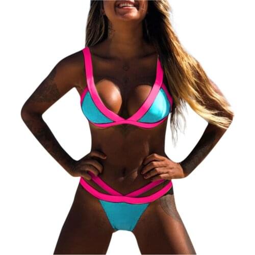 Patchwork Bikini Push Up Swimsuit Sexy Women Bikini Set 2021 Brazilian Thong Bathing Suit Summer Beach Wear Costume Da Bagno #YJ