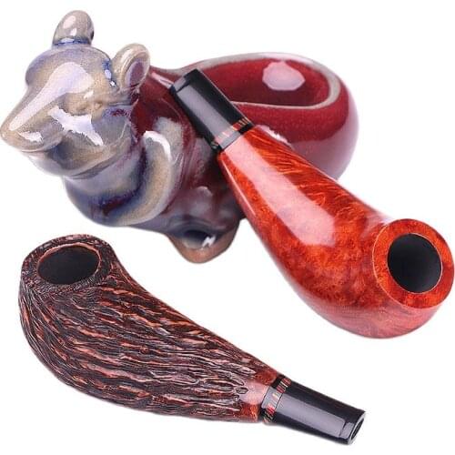 3MM Filter Tobacco pipe Briar wood Bent Type Smoking pipe Handmade Solid wood pipe cut tobacco pipe Gift pipe accessory 10 tools