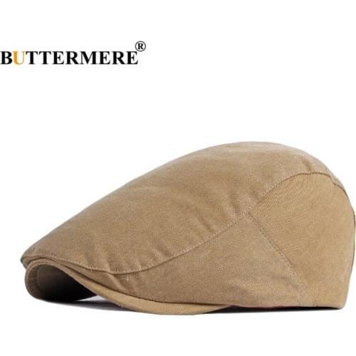 BUTTERMERE Seasons Retro Beret Solid Mens Beret Newsboy Hat Casual Unisex Adjustable Khaki Black Coffee British Ivy Flat Cap